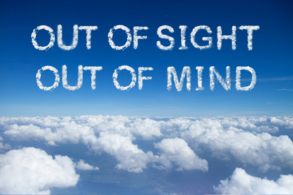 Out of sight out of mind cloud word on sky